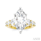 1 1/5 Ctw Marquise Shape Round Cut Diamond Semi-Mount Engagement Ring in 14K Yellow and White Gold